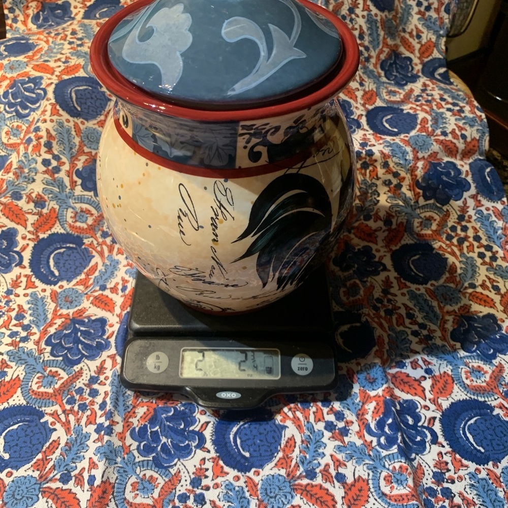 Vintage Ceramic Vase with Blue and Red Design